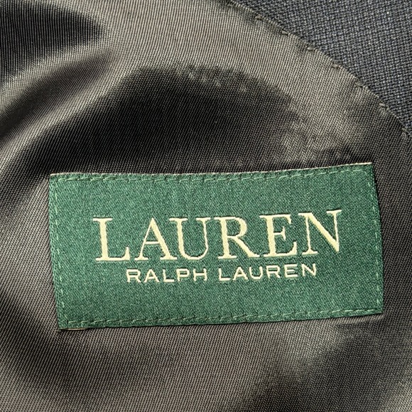 Lauren Ralph Lauren Mens Suit 48L Blazer Navy Blue Windowpane Wool 38x34 Pants - Picture 5 of 16